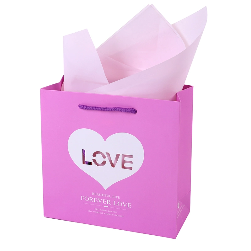 on Sale Stock Paper Gift Bags with Hollow out Love Design