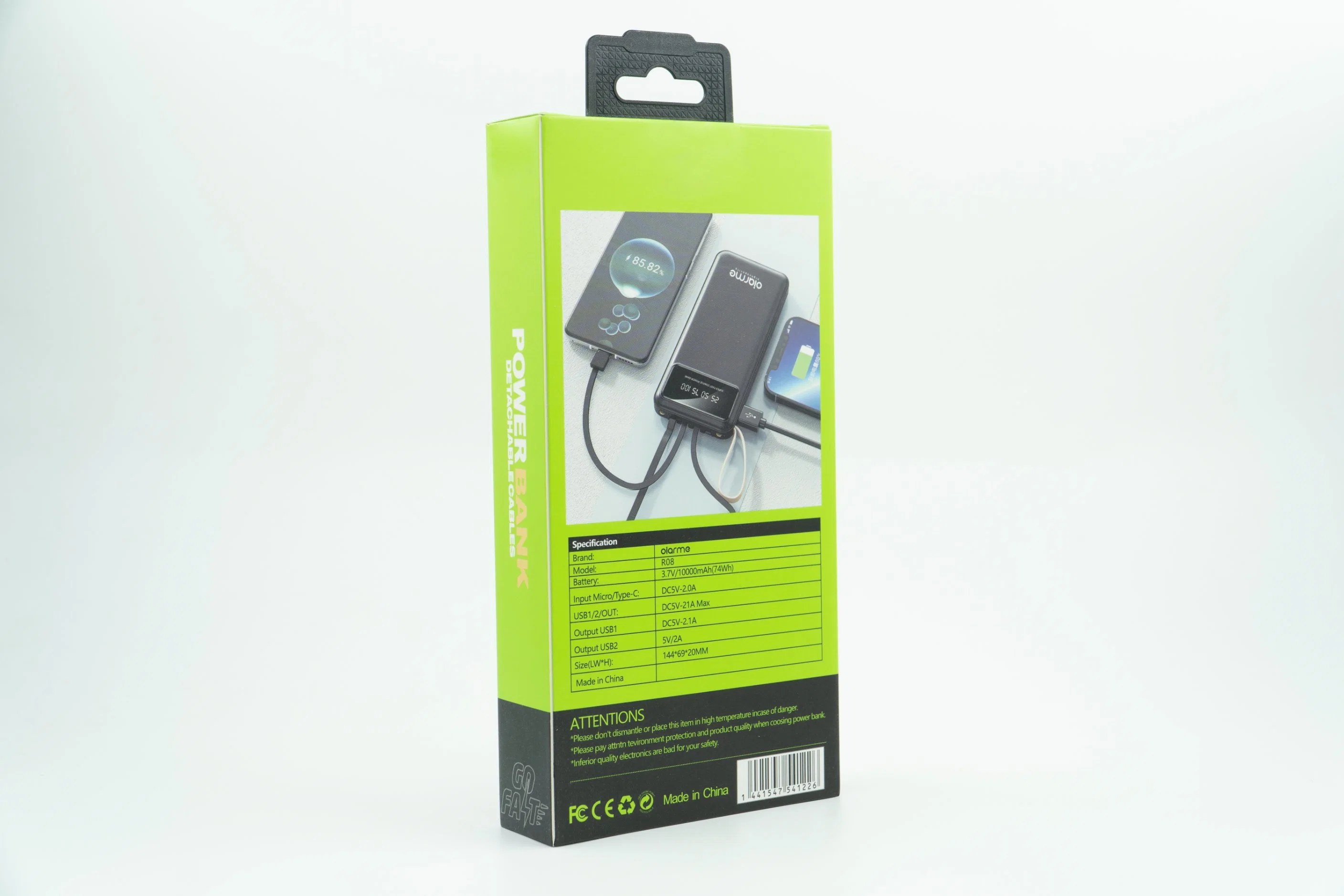 La carga rápida 20000mAh bancos energía incorporada cargador micro USB/Type-C/Iluminación/USB 4 en 1 Cable Generador Portátil R08 Banco de energía móvil accesorios telefónicos