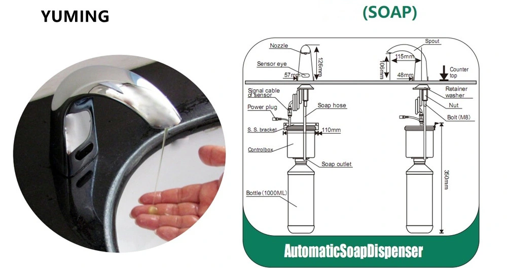 Alcohol dispensador automático de jabón líquido Smart sensor grifo de agua