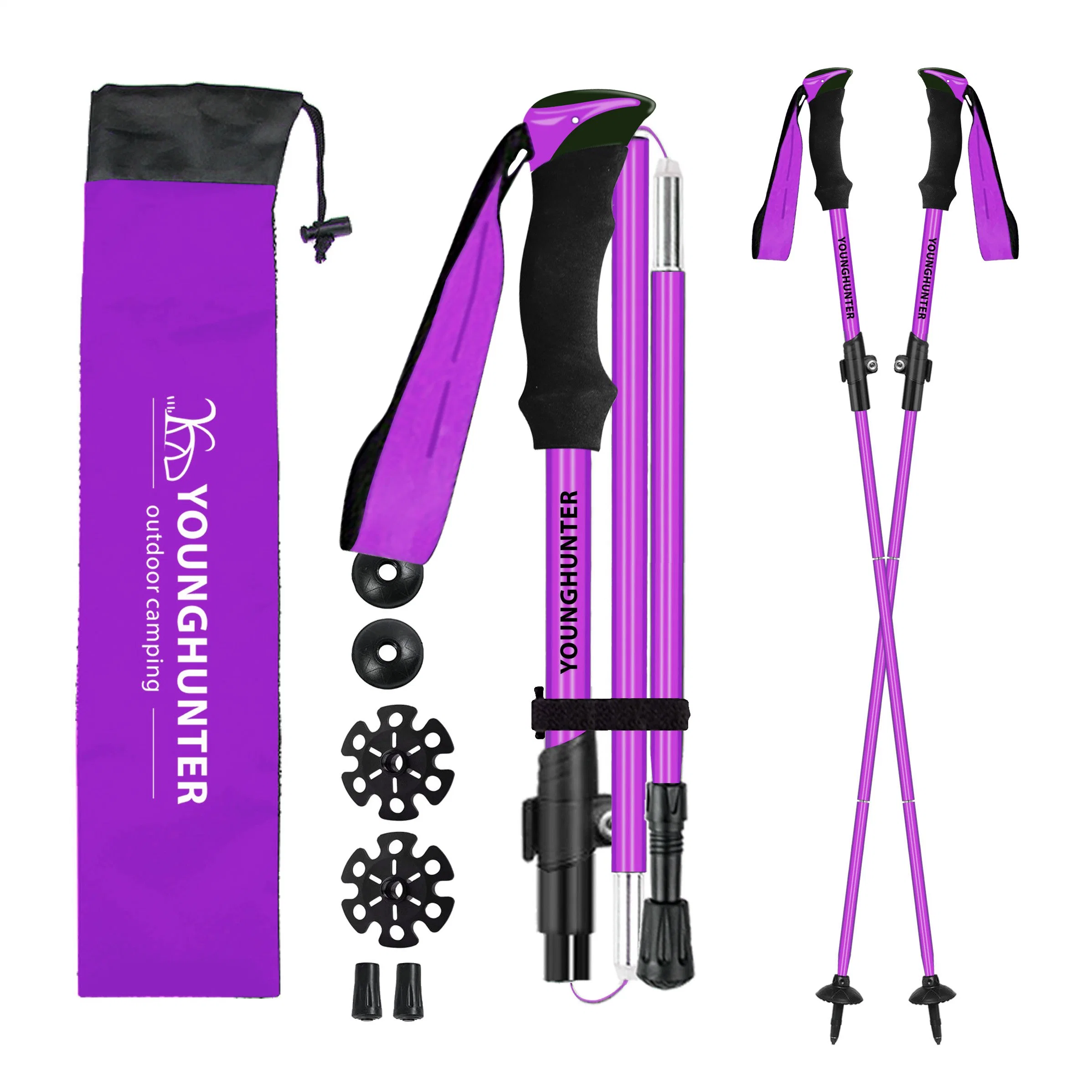 Hot Sale Trekking Hiking Poles Folding Adjustable Foldable Lightweight Aluminum Walking Sticks