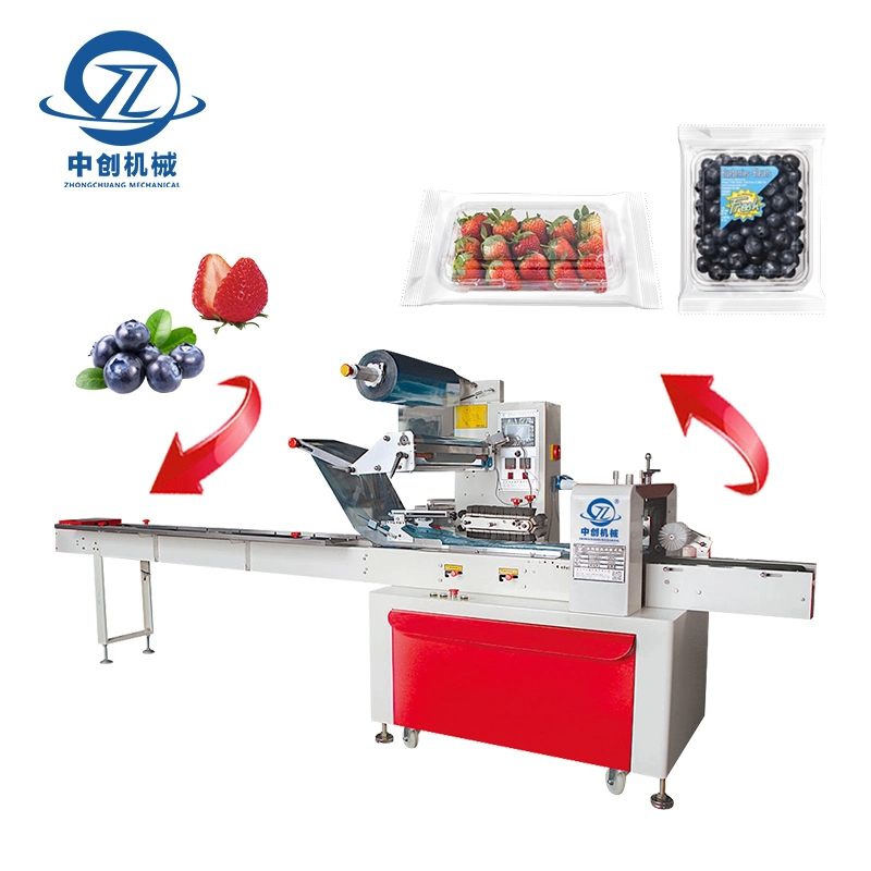 Custom Full Automatic Pillow Flow Blueberry Strawberry Garlic Horizontal Plastic Bag Filling/Packaging/Packing Machine