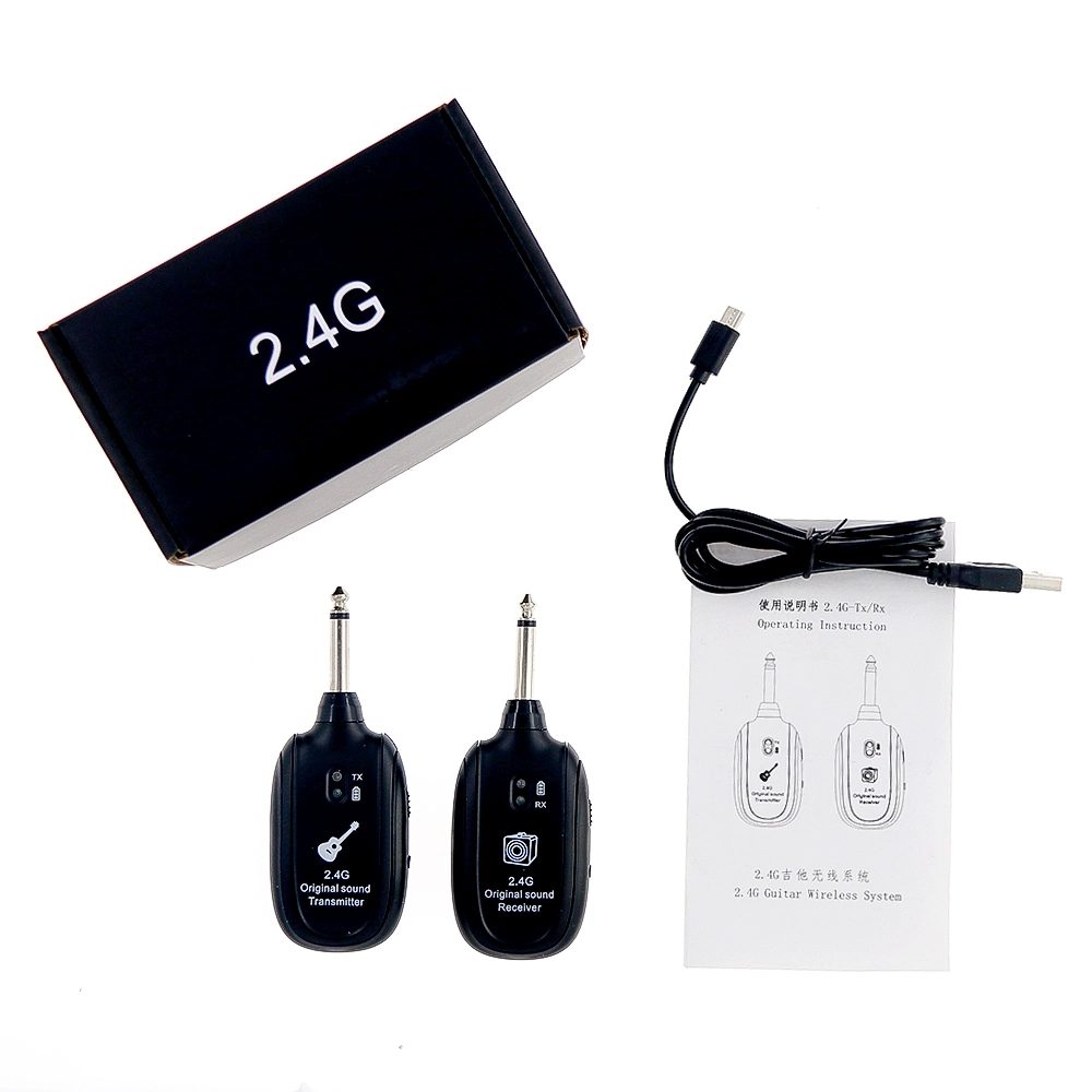 China Manufacturer 2.4G Guitar Wireless Transmitter System with Receiver Cable Guitar