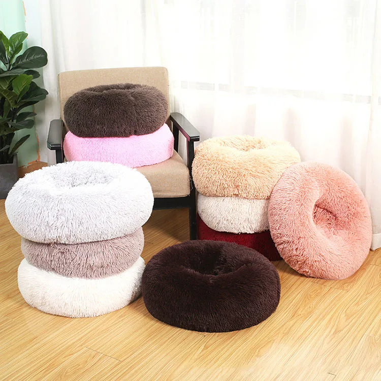 Camas PARA Gatos - Cojín suave de lujo lavable de gran tamaño - Fluffy Cama de gato redonda de donut para mascotas