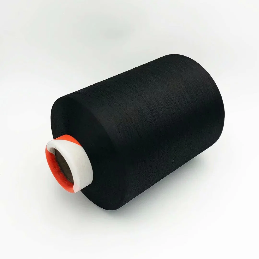 50/108 Polyester Drop Dyed Yarn with Standard Black Color