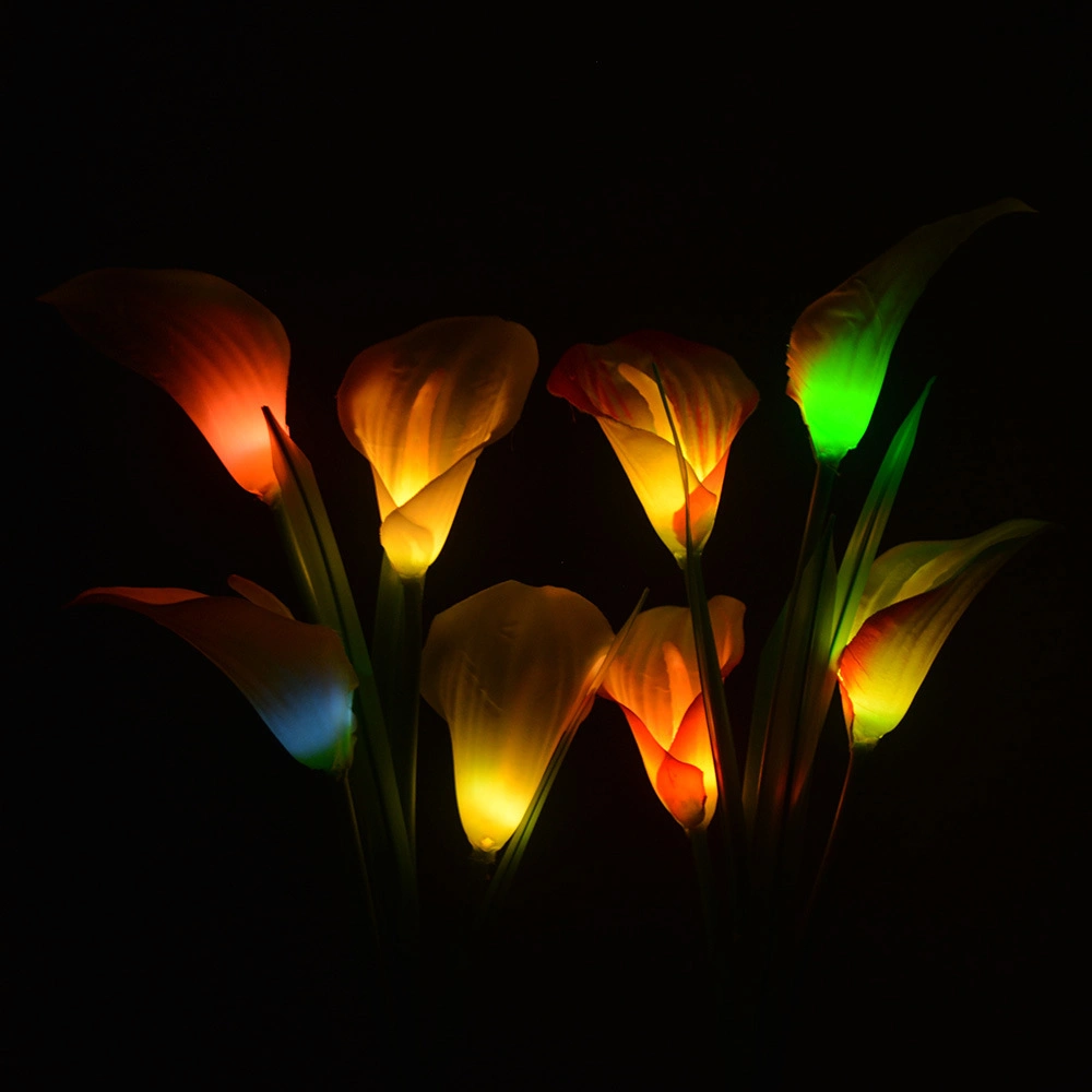 Colorful 4PCS RGB Solar Calla Lily Shape LED Flower Garden Lamp Outdoor LED Garden Decoration Lighting Waterproof Solar Garden Decorative Light