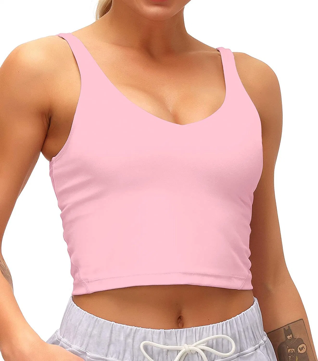 Sutiã de desporto personalizado de suporte médio Yoga Bras Gym Running para mulher Partes de cima de alças de treino nylon spandex Yoga Wear sutiã de desporto de fitness