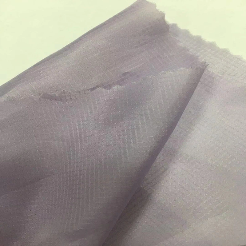 Recycle RPET Pet Polyester 20d 400t 0.15 Double Line Lattice Ripstop Taffeta Fabric