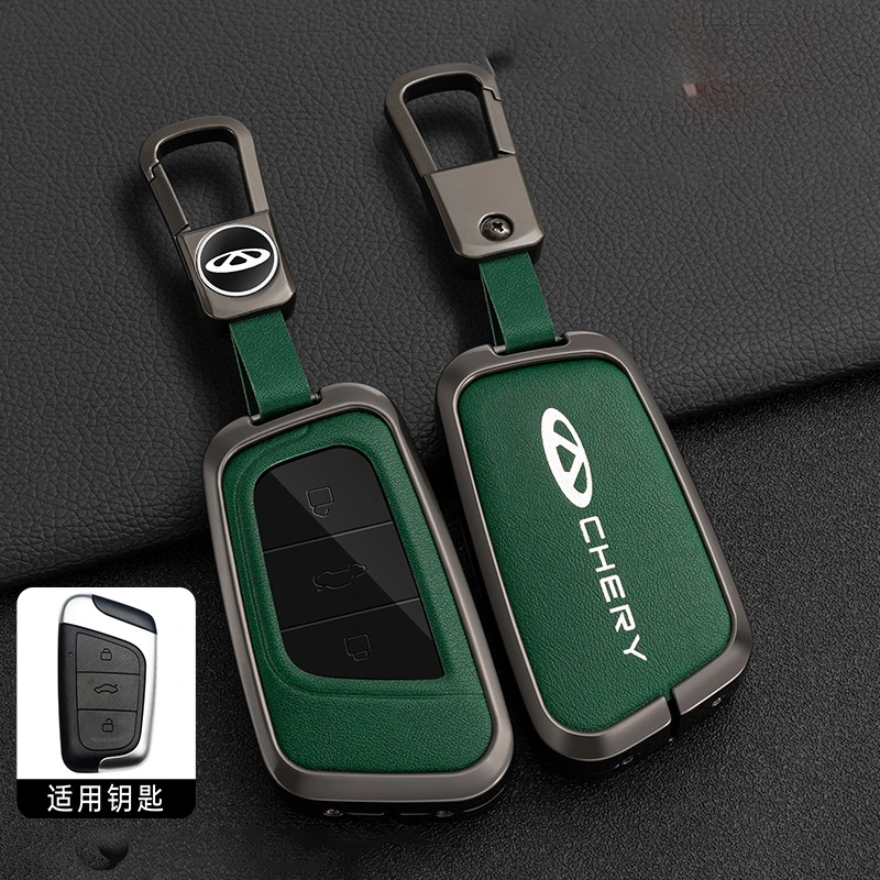 Fashionable TPU Remote Metal Leather Car Key Case Cover for Chery