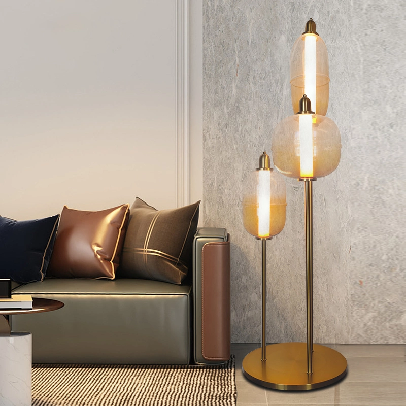 Hotel Luxury Gradient Brown Glass Floor Lamp for Living Room