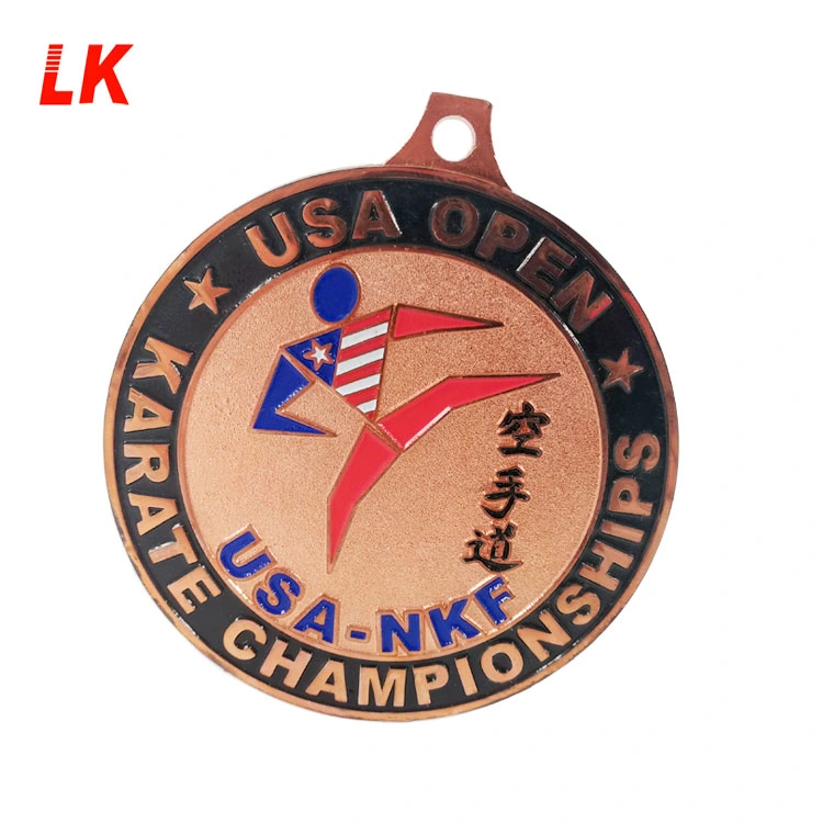 2019 Factory Newest Hot Selling Gold Karate Award Medal with Ribbon