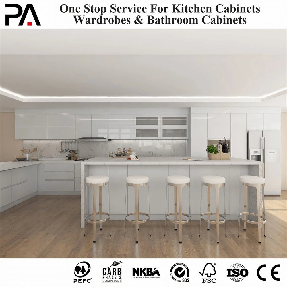 PA MDF blanco de estilo europeo de madera maciza Rta muebles chinos gabinetes de cocina