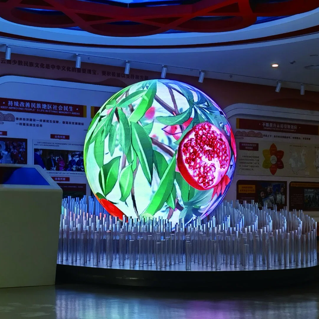 Diâmetro 0,5 m fase 2 RGB Cor total 360 graus Dynamic Ângulo de visualização Ecrã LED em forma de bola de futebol personalizada Sphere