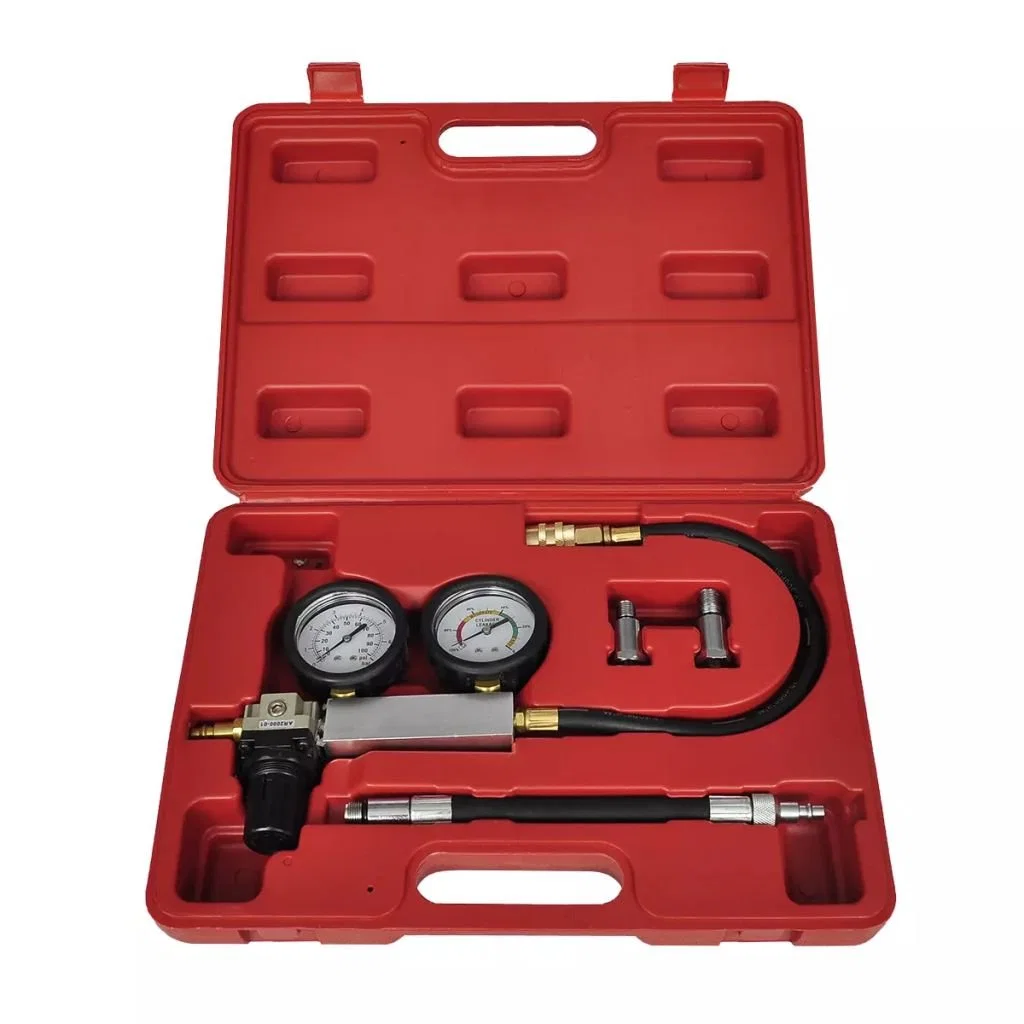 Kit detector de fugas de compresión del motor de gasolina conjunto Kit de herramientas para medir el indicador de doble cilindro automático del sistema con el comprobador de fugas de caso (48110015)