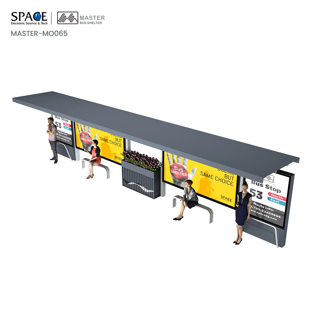 Smart City Stainless Steel Bus Shelter and Digital Bus Station USB / WiFi / Stop Reporting System