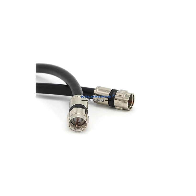 Kolorapus 10' Feet Black RG6 Coaxial Weather Proof Connectors, F81 / RF, Digital Coax - AV TV Antenna, and Satellite