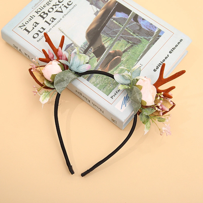 Factory Wholesale/Supplier Female Moose Headband Hair Band Christmas Antler Headdress Photo Studio Photo Props Hair Accessories