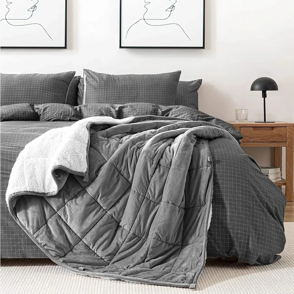 Casaco de peluda Sherpa Flannel Fleece Soft Queen Bed Designer Conjunto de roupas de cama Luxury Comforter sets Winter Quilt