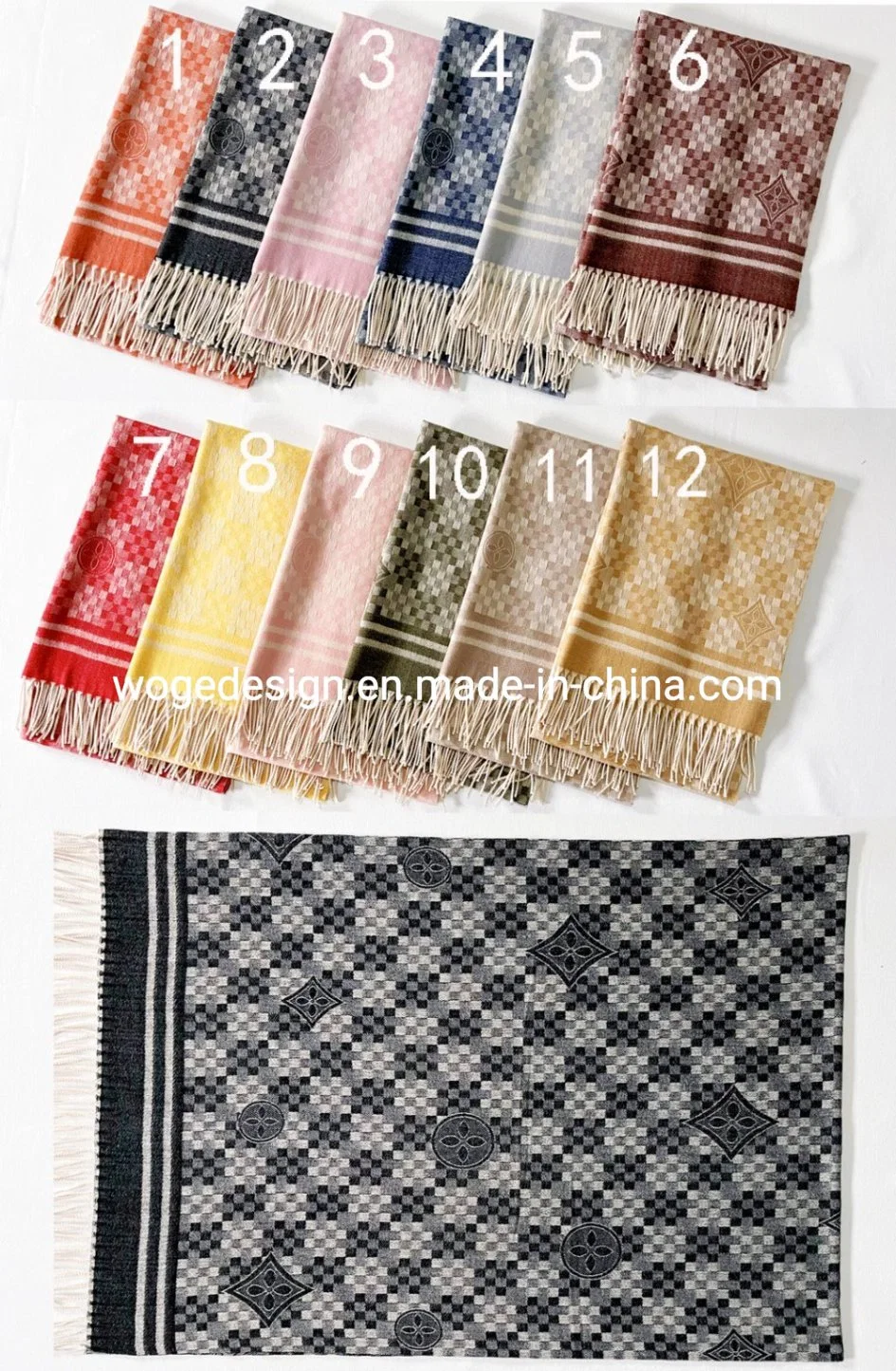 Yiwu Woge Prime Supplier Bulk производят Cashmere Feeling Scarf Wrap Аксессуары для зимних шеек