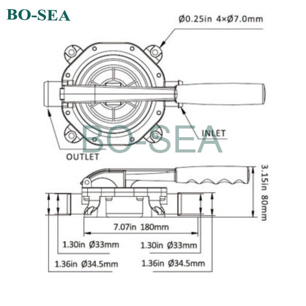 Manual Water Pump Hand Operated Diaphragm Pump for Kayak Boat Yacht