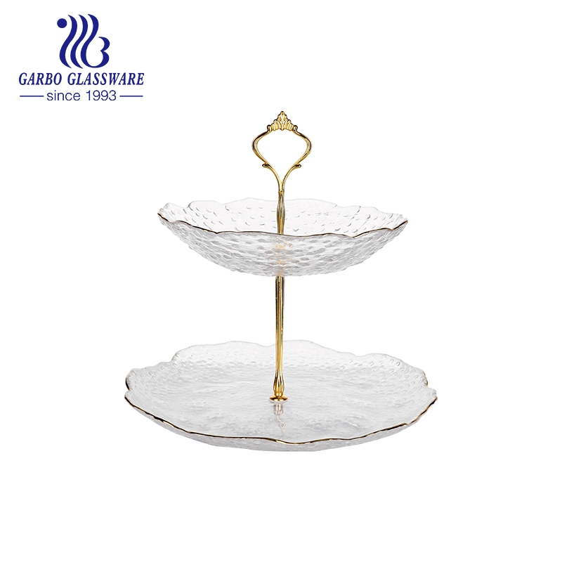 Handmade 6inch Glass Dessert Plate with Gold Rim Table Decoration Glass Food Fruit Serving Plate Wholesale/Supplier Price Glass Dishes