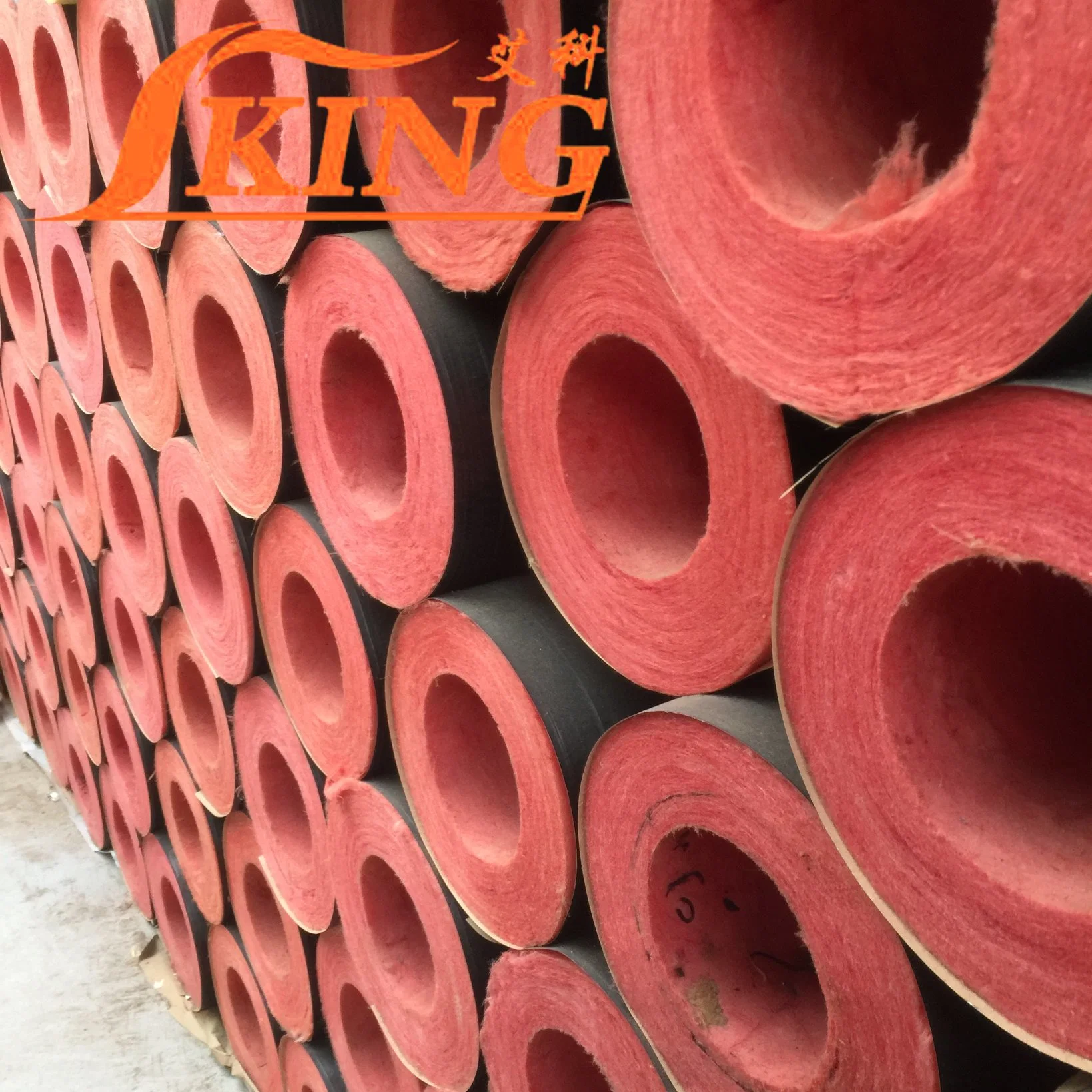 Thermal and Heating Insulation Red Glass Fiber Wool Pipe Heating Resistance for Water Pipe