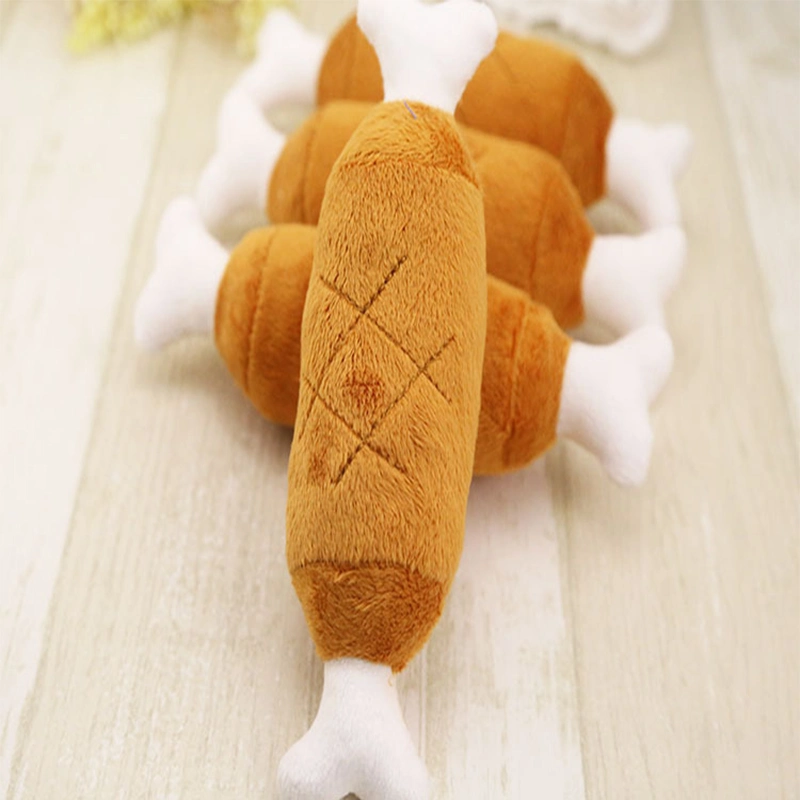 Plush Drum Sticks Chicken Leg Bone Shape Squeaker Chew Plush Dog Toy