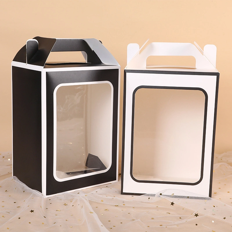 Paper Gift Boxes Custom Wrapping Packaging Display Box with Transparent Window with Handle