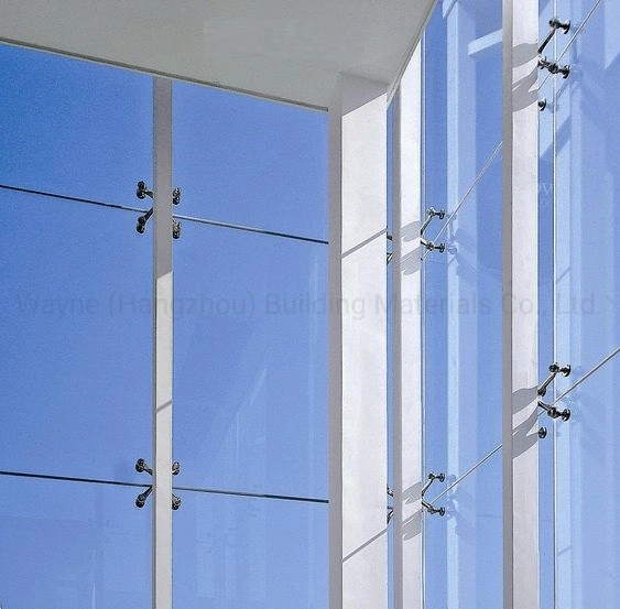 Hurricane Impact Point Fixed Aluminium Double Silver Low-E Glass Curtain Wall