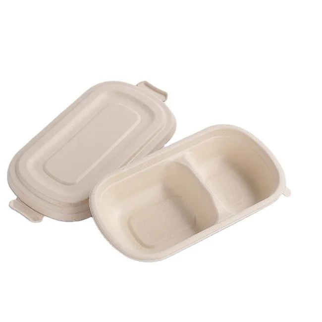 Biodegradable Sugar Cane Pulp Bagasse Food Container Tableware Salad Paper Box