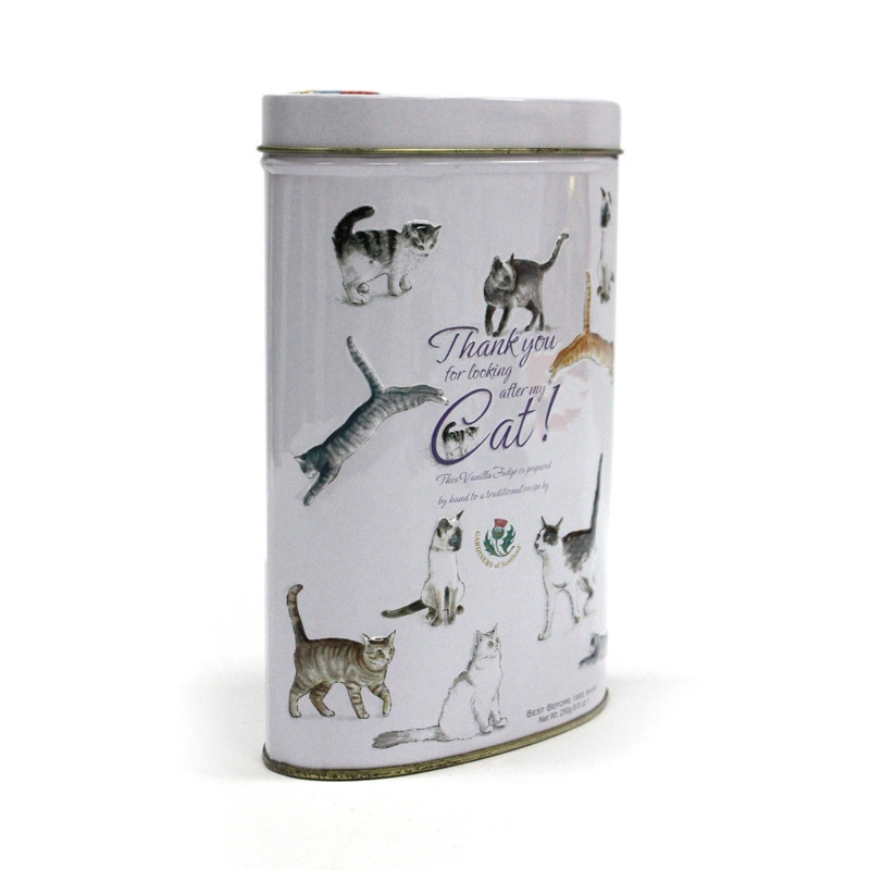 Custom Tall Oval Shaped Tea Coffee Dog Cat Food Packaging Tin Can