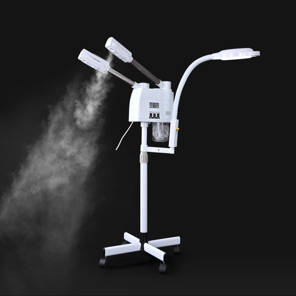 Hot and Cold Nano Mist Spray Facial Steamer with Cold Light Magnifying Lamp