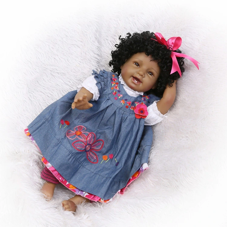 prix d'usine Top ventes Vinyi Reborn poupées en silicone souple de 22 pouces African American Fashion noir Baby Doll pour Fille Doll fabricant de la Chine