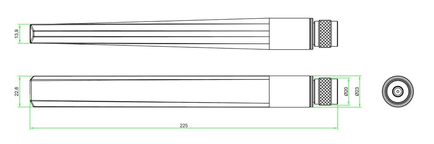 Z801 de la antena de goma WiFi Dual Band Conector macho N