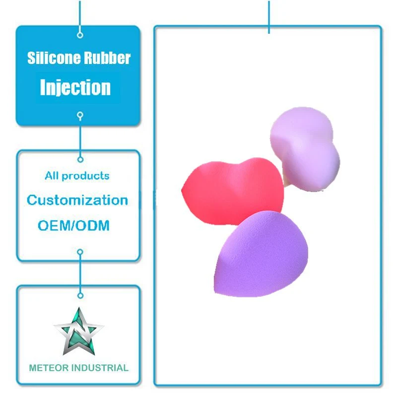 Injection de caoutchouc de silicone personnalisé visage maquillage beauté Cosmétique éponge bouffée de poudre à base de silicone