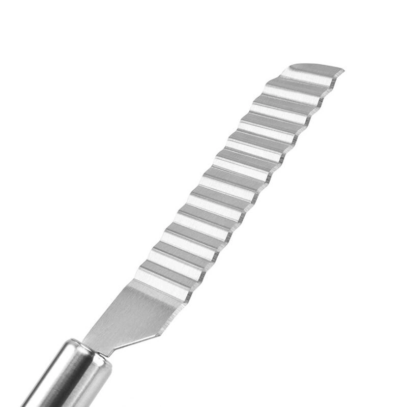 Crinkle Cutters Wave Crinkle Cutting Knife, French Fry Slicer Stainless Steel Blade Potato Chips Fruit Vegetable Salad Slicing Wavy Knife, Wavy Edged Wbb12132