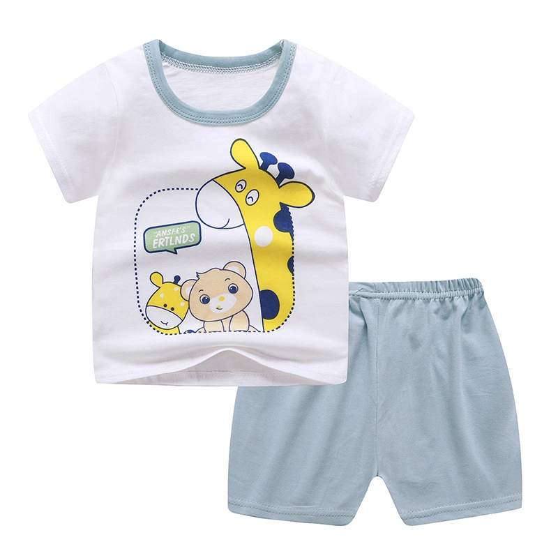 Ropa de bebé al por mayor Ropa de diseñador para bebés Conjunto de ropa de niño con camiseta de manga corta de algodón 10% de descuento