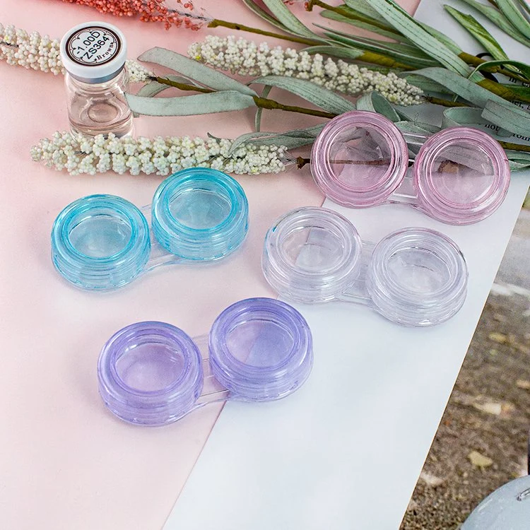 Boîte de lentilles de contact personnalisées portables colorées et transparentes, écologique