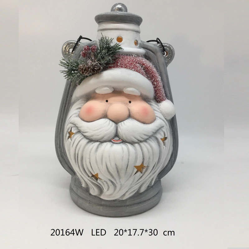 Boîte postale en céramique avec décoration d'éclairage pour père Noël et bonhomme de neige, cadeaux de Noël peints à la main