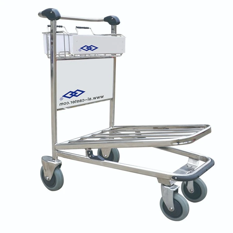 Round Handle Stainless Steel Airport Trolley with Four Wheels