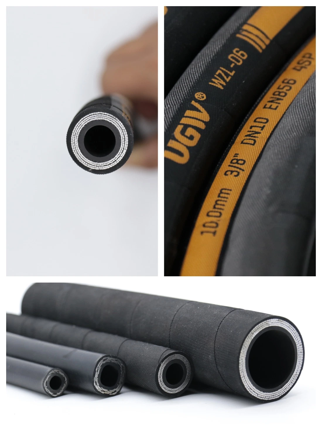 4 Wire Spiral Hydraulic Hose 6000psi Working Pressure Rubber Pressure Hose Pipe Assembly