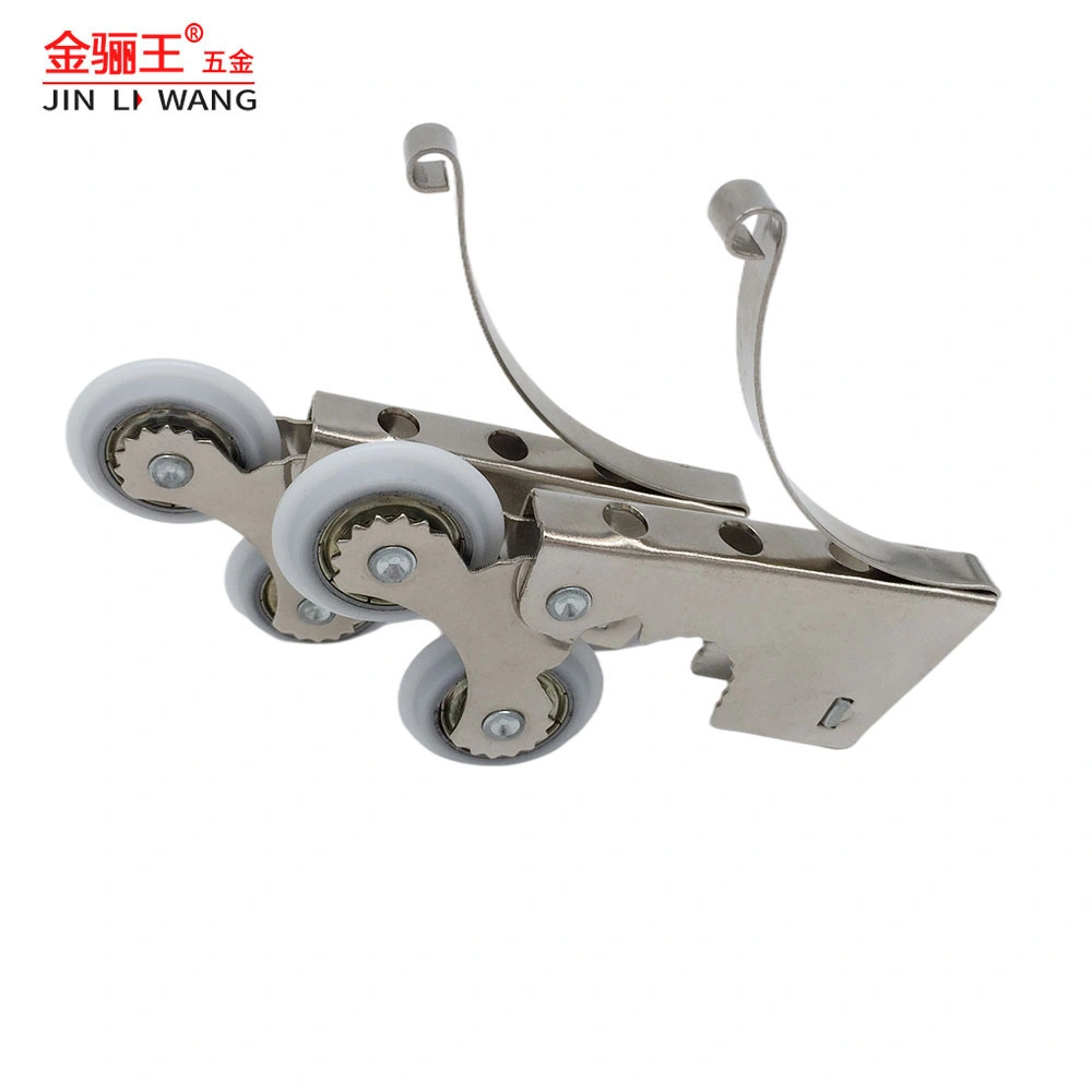 Zinc Nickel Plated Iron Nylon Pulley Glass Wardrobe Sliding Door Double Roller Wheels Slide Door Hardware