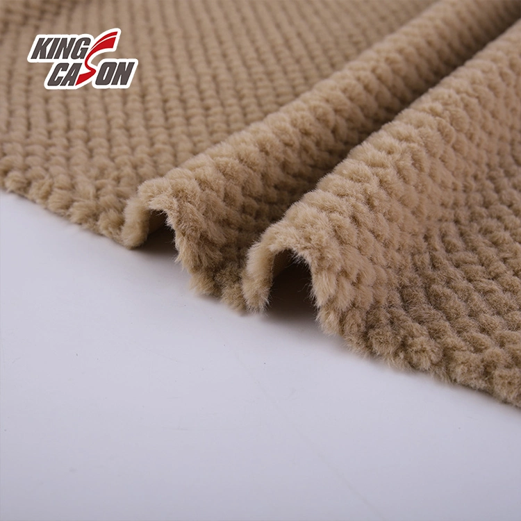 Polyester Kingcason à vendre à chaud un côté brosse jacquard 1 cm faux Tissu en fourrure pour tapis couverture