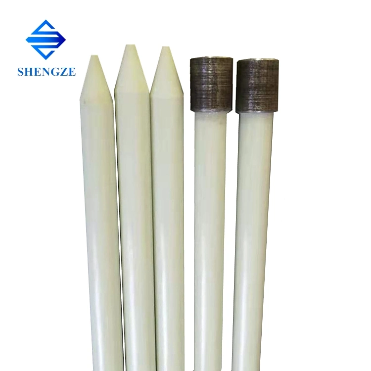 Customized FRP Pultruded Profiles Sign Post GRP Round Snow Rod Stake Poles Fiberglass Products with Reflective Tape and Cap for Plant / Snow Sign