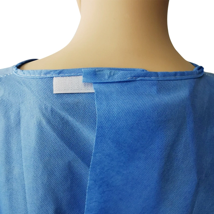 Cost-Effective Disposable Surgical Gown Waterproof Blue Color Knit Cuffs SMS Isolation Gown