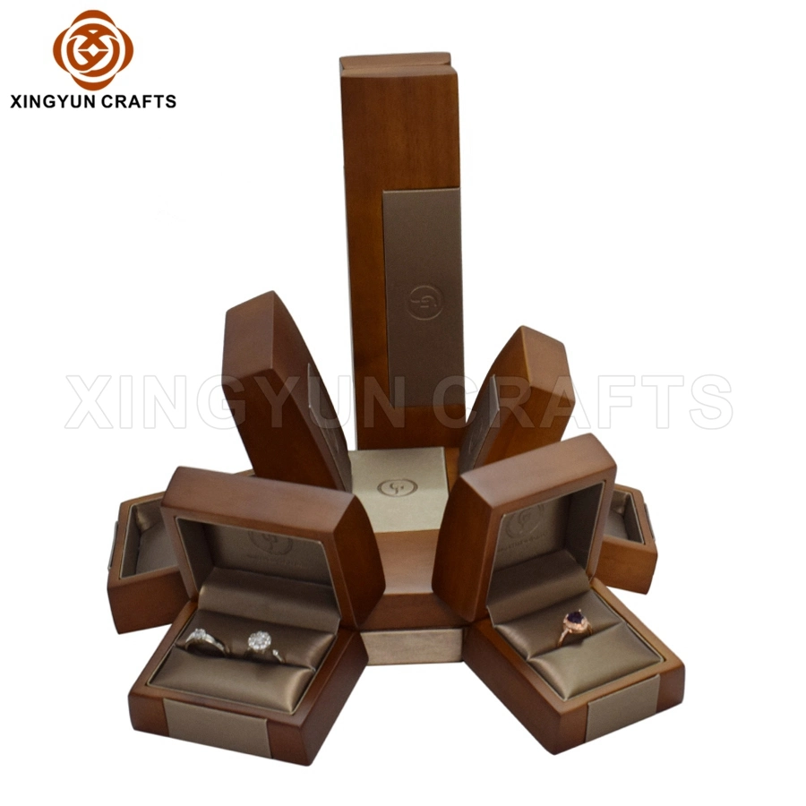 Luxus Walnuss Holz Schmuck Set Paket Box Brown Lack Malerei Aufbewahrungsbox Für Schmuckkästchen