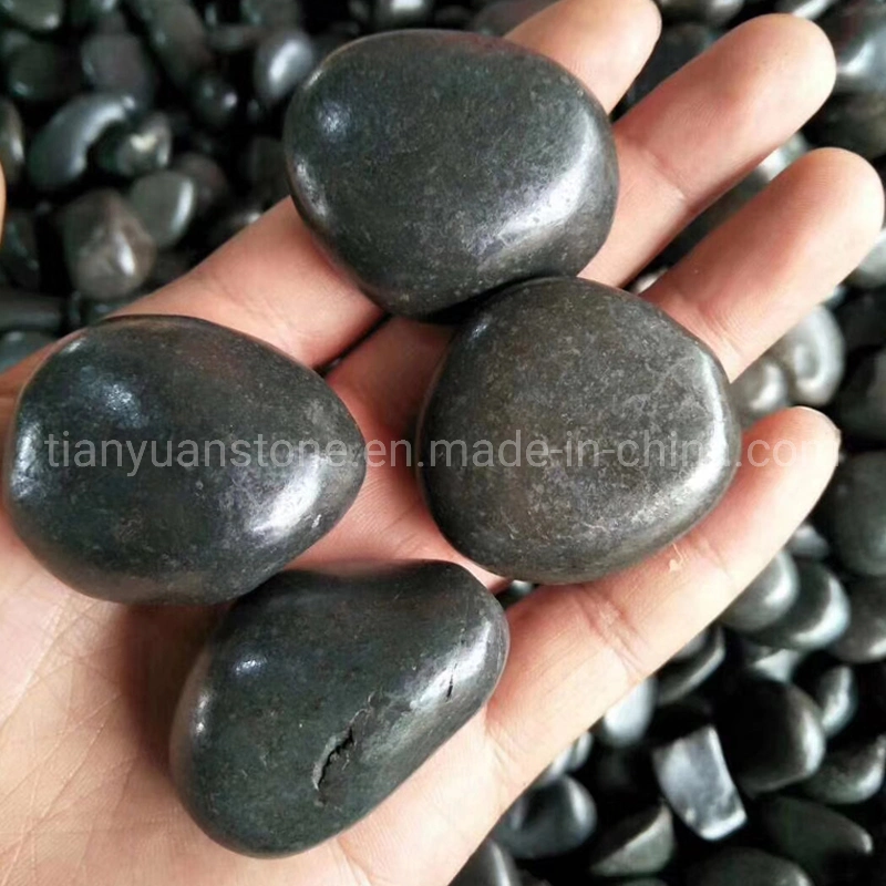 High Glossy Polished Black Pebble for Home Decoration, Garden Floor, Landscape