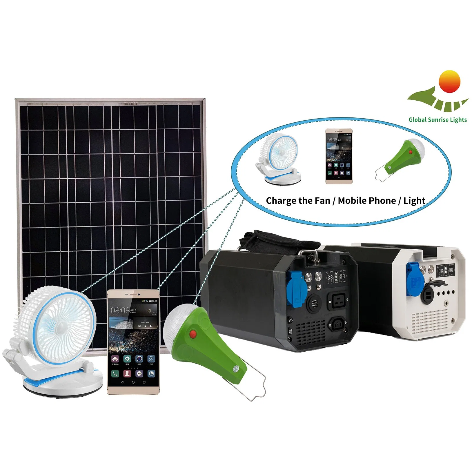 Système d'énergie solaire pour la maison de l'éclairage pour l'extérieur du Générateur solaire portable Camping générateurs de haute qualité avec panneau solaire