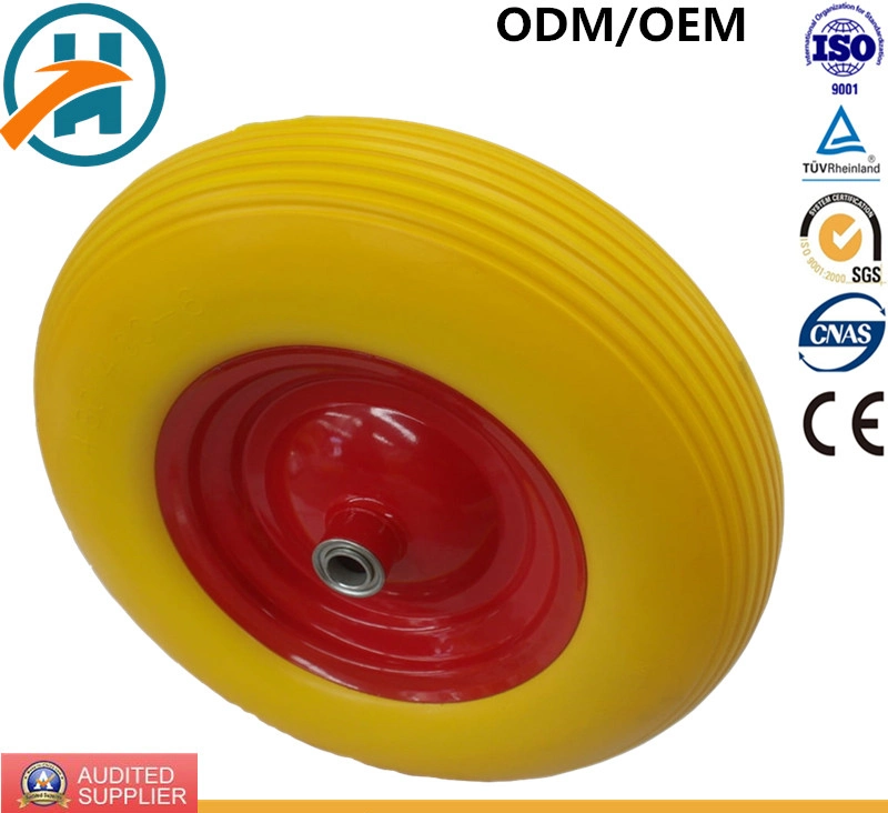 Colour PU Wheel with Steel /Plastic Rim (16*4.00-8)