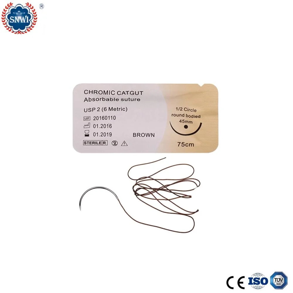 Hospital Medical Disposable Absorbable Operation Surgical Chromic Catgut Suture Thread with Needle