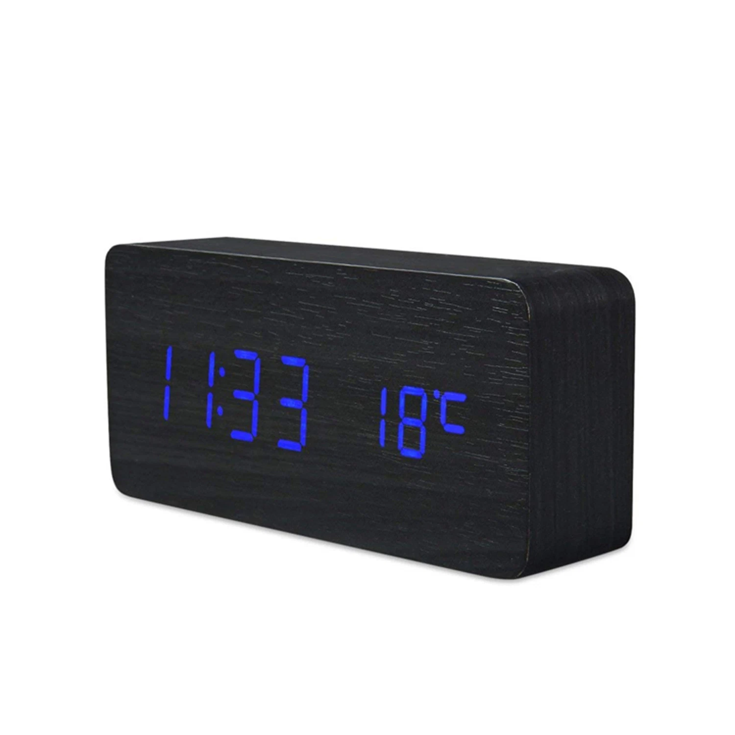 Factory Price USB Bamboo Digital Number Display Temperature Alarm Clock Bamboo Clock